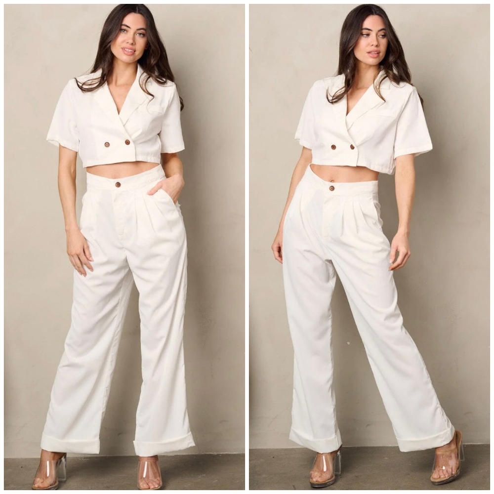 HYFVE Chic White 2-Piece Pants Set - Picture 3 of 6